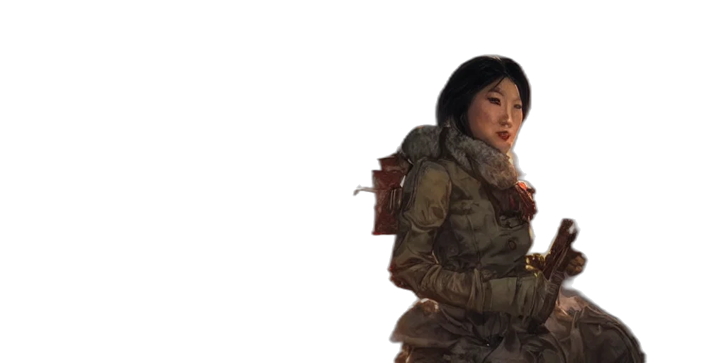 jacket, weapon, staff, face transparent PNG cut-out
