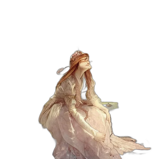 dress, crown, creature, staff transparent PNG cut-out
