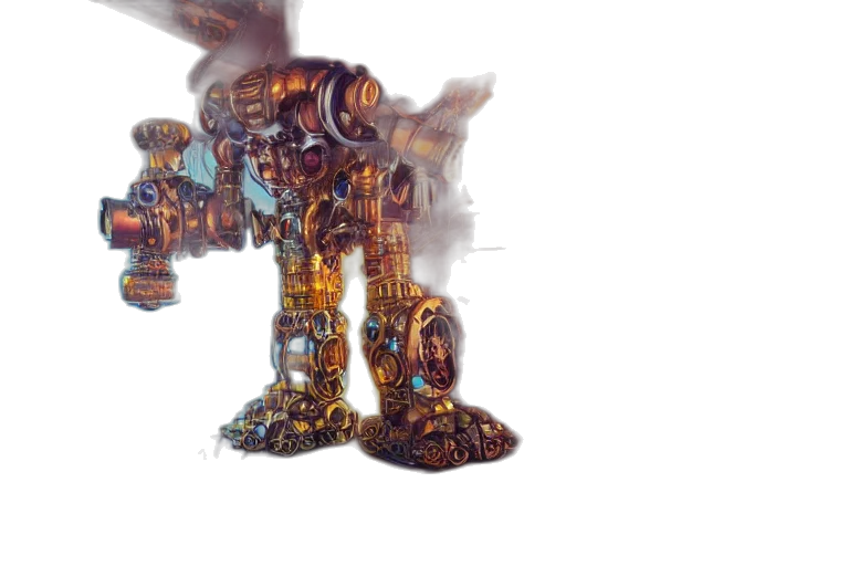 robot, weapon, dragon, sword, concept art, 3d render, fantasy art, watercolor transparent PNG cut-out