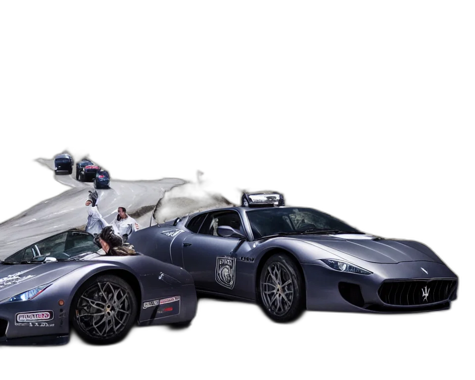 car, 3d render, concept art, photorealistic, maserati, drifting, mountains, lamborghini transparent PNG cut-out