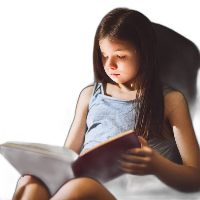 photorealistic, 3d render, photo, girl, reading, book, highly, detailed transparent PNG cut-out