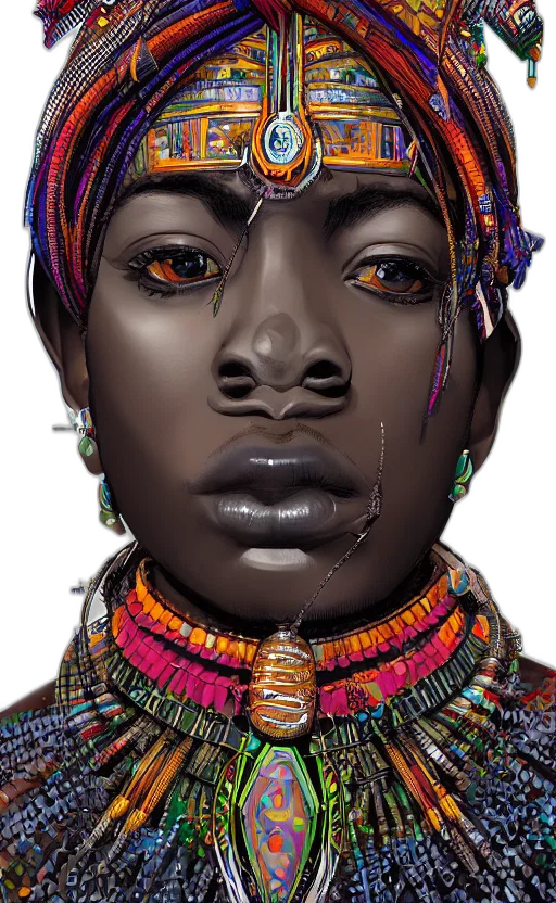 jewelry, face, mask, crown, photorealistic, concept art, 3d render, cyberpunk transparent PNG cut-out