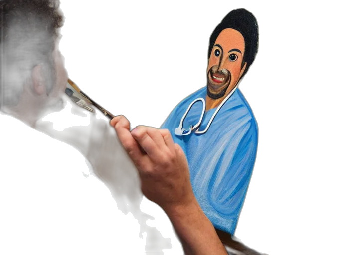 staff, hair, face, weapon transparent PNG cut-out