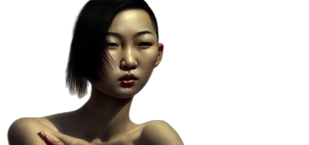 face, photorealistic, concept art, fantasy art, 3d render, earth tones, dark, golden transparent PNG cut-out