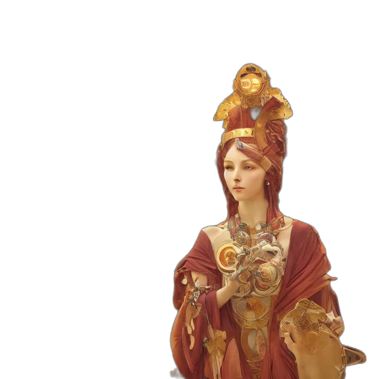 crown, staff, jewelry, hat, concept art, fantasy art, 3d render, photorealistic transparent PNG cut-out