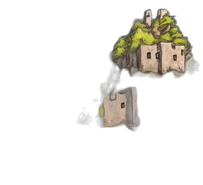 building, dragon, concept art, pixel art, fantasy art, 3d render, fog, forest transparent PNG cut-out