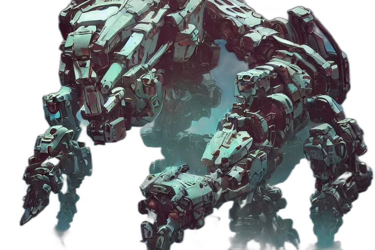 robot, concept art, 3d render, fantasy art, cyberpunk, outer space, green, pastel transparent PNG cut-out