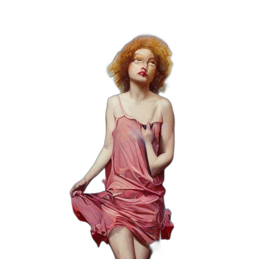 dress, photorealistic, oil painting, concept art, fantasy art, red, earth tones, oil transparent PNG cut-out