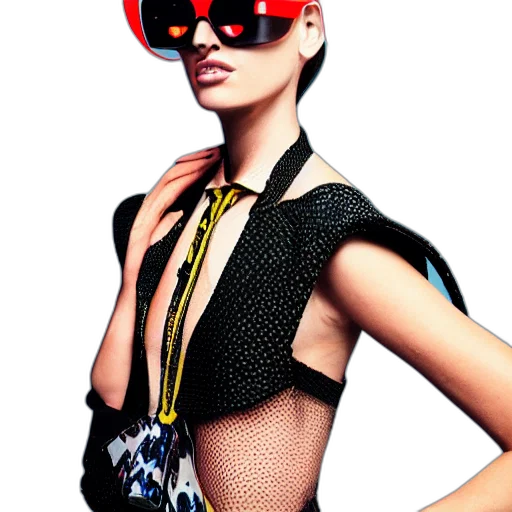 jewelry, 3d render, cyberpunk, photorealistic, concept art, woman, googles, editorial transparent PNG cut-out