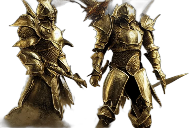 sword, concept art, fantasy art, 3d render, photorealistic, golden, earth tones, monochrome transparent PNG cut-out