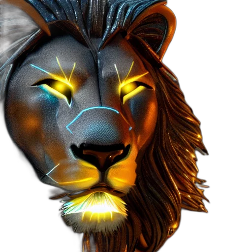 mask, animal, 3d render, photorealistic, fantasy art, concept art, golden, cybertronic transparent PNG cut-out