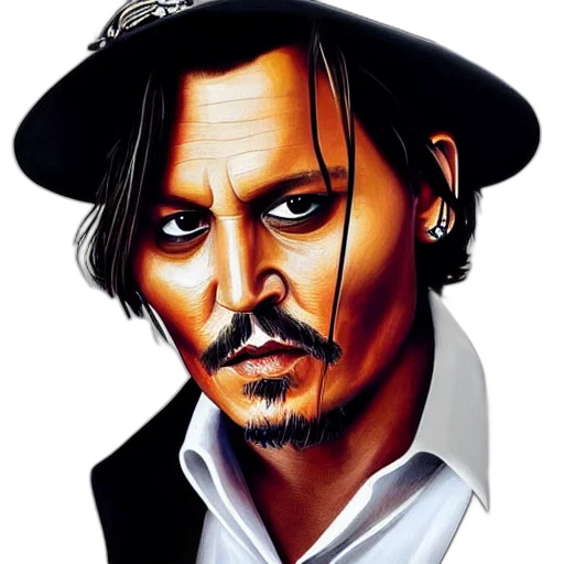 face, hat, photorealistic, comic book art, cartoon, fantasy art, portrait, johnny transparent PNG cut-out