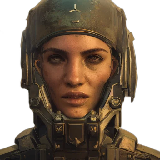 face, robot, mask, weapon, concept art, cyberpunk, photorealistic, 3d render transparent PNG cut-out