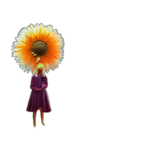 flower, dress, umbrella, crown, 3d render, concept art, pixel art, photorealistic transparent PNG cut-out