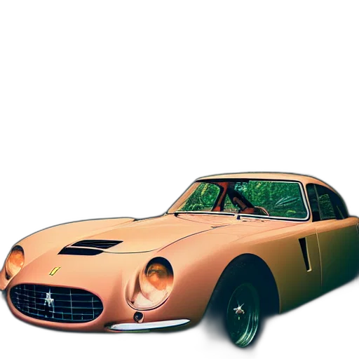 car, animal, 3d render, photorealistic, concept art, ferrari, forest, night transparent PNG cut-out