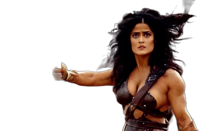 epic, photo, muscular, salma, hayek, beautiful, barbarian, warrior transparent PNG cut-out