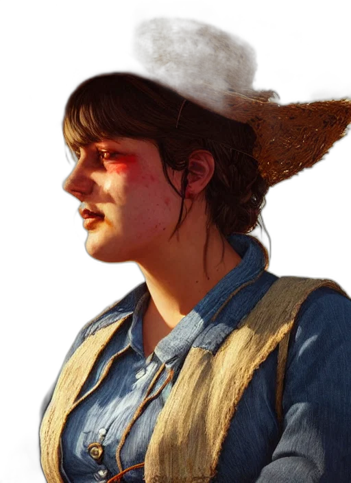 hat, staff, face, jacket, photorealistic, concept art, fantasy art, 3d render transparent PNG cut-out