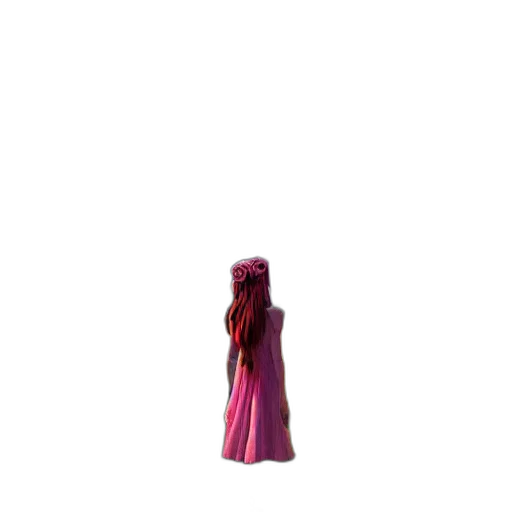 dress, creature, hair, staff, pixel art, concept art, vaporwave, 3d render transparent PNG cut-out