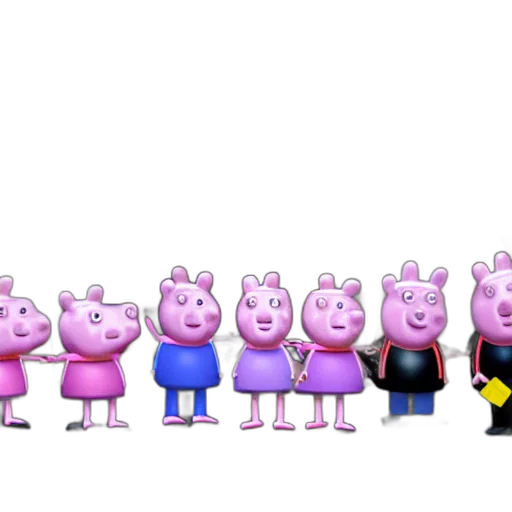 3d render, concept art, pixel art, peppa, pig, creating, human, barrier transparent PNG cut-out
