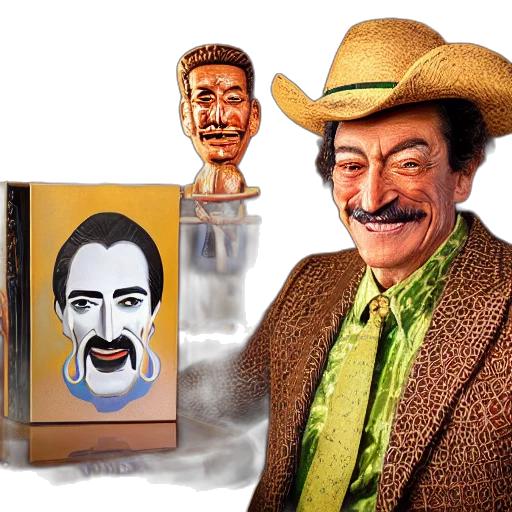 face, photorealistic, concept art, closeup, photograph, smiling, salvador, dali transparent PNG cut-out