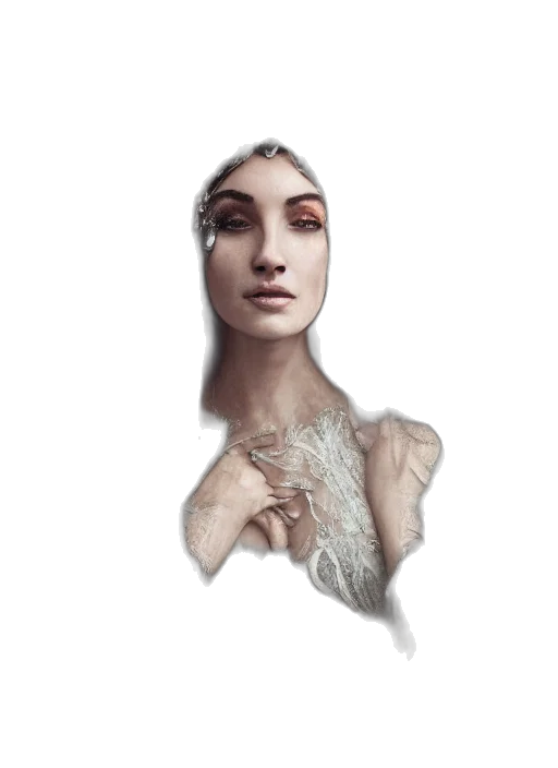 jewelry, face, mask, dress, photorealistic, fantasy art, concept art, 3d render transparent PNG cut-out