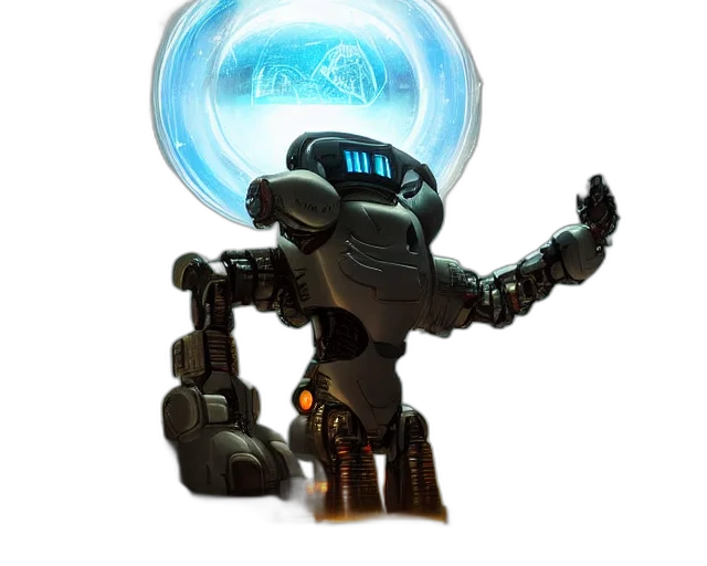 robot, staff, weapon, creature transparent PNG cut-out