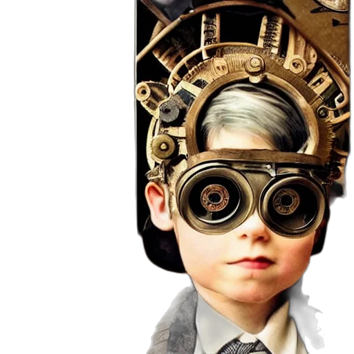 mask, robot, face, photorealistic, concept art, 3d render, steampunk, boy transparent PNG cut-out