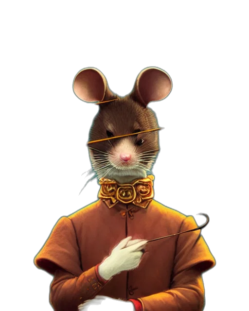 animal, mask, staff, hat, concept art, 3d render, cartoon, cyberpunk transparent PNG cut-out