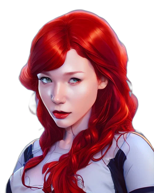 face, robot, comic book art, fantasy art, concept art, photorealistic, red, haired transparent PNG cut-out