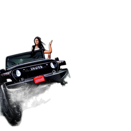 car, concept art, photorealistic, angry, asian, girl, surfing, black transparent PNG cut-out