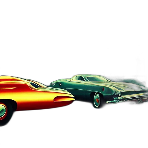 car, concept art, photorealistic, 3d render, watercolor, retro, futuristic, shiny transparent PNG cut-out