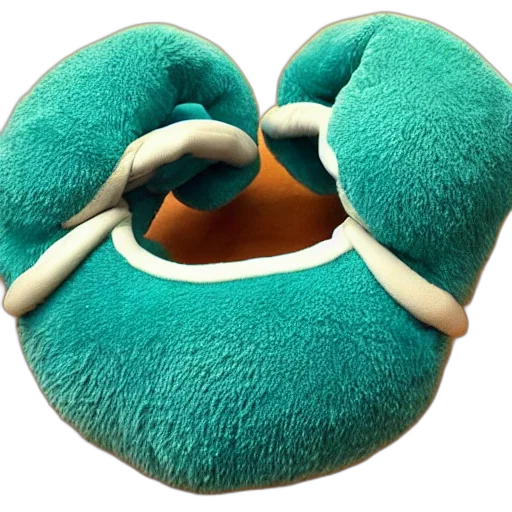 mask, hat, shoes, face, 3d render, green, blue, plush transparent PNG cut-out