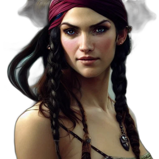 jewelry, face, staff, hat, fantasy art, photorealistic, concept art, oil painting transparent PNG cut-out