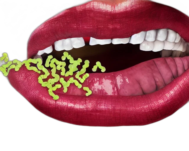 food, photorealistic, mouth, full, bacteria, rotten, image, realistic transparent PNG cut-out