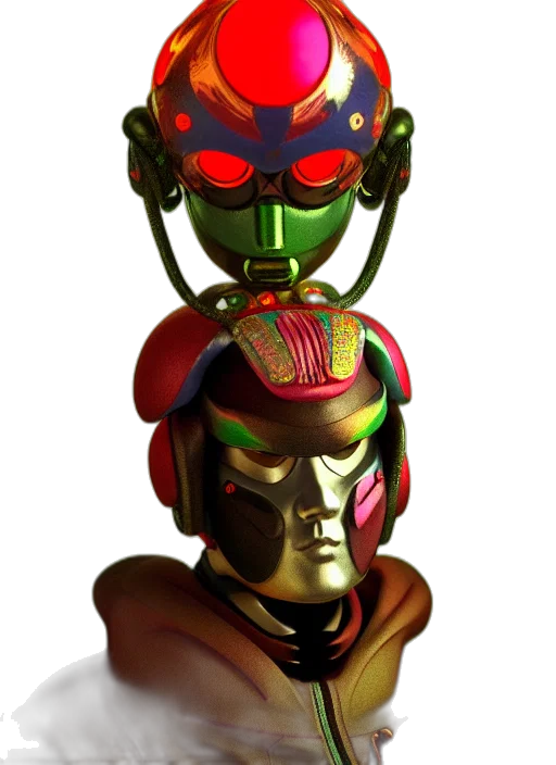 mask, robot, crown, staff transparent PNG cut-out
