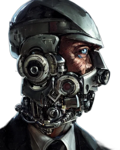 robot, mask, face, cyberpunk, concept art, photorealistic, comic book art, rugged transparent PNG cut-out