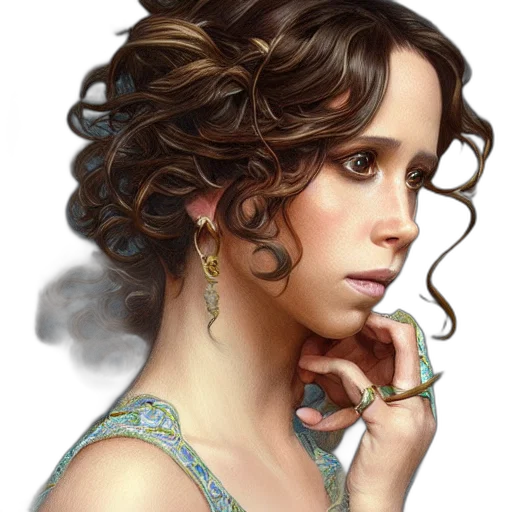 jewelry, dress, face, crown, fantasy art, photorealistic, oil painting, concept art transparent PNG cut-out