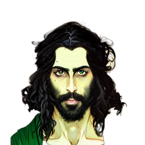 fantasy art, photorealistic, cartoon, comic book art, green, eyes, greeneyes, portrait transparent PNG cut-out