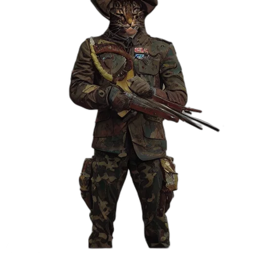 staff, jacket, hat, weapon transparent PNG cut-out