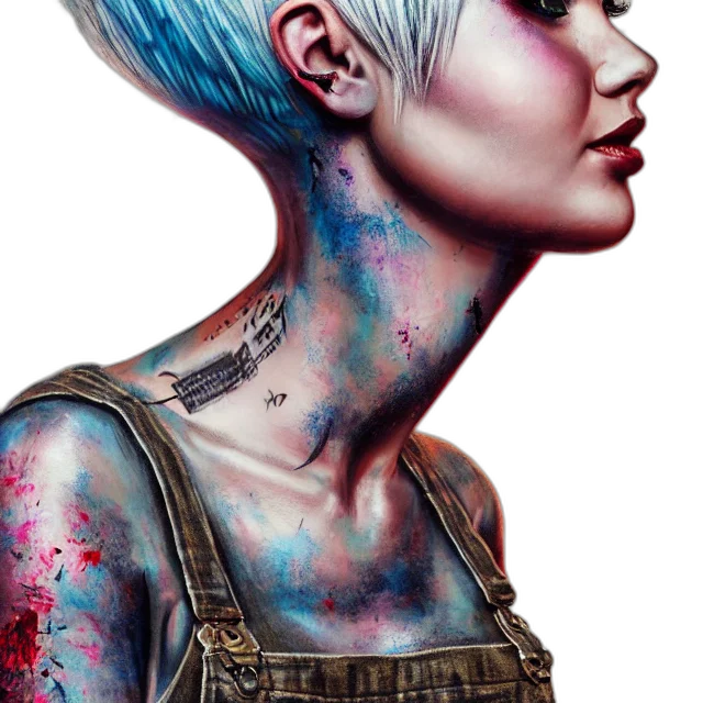 jewelry, face, cyberpunk, photorealistic, fantasy art, concept art, outer space, neon lights transparent PNG cut-out