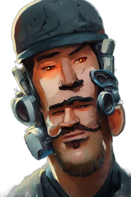 face, staff, mask, robot, concept art, cyberpunk, comic book art, photorealistic transparent PNG cut-out