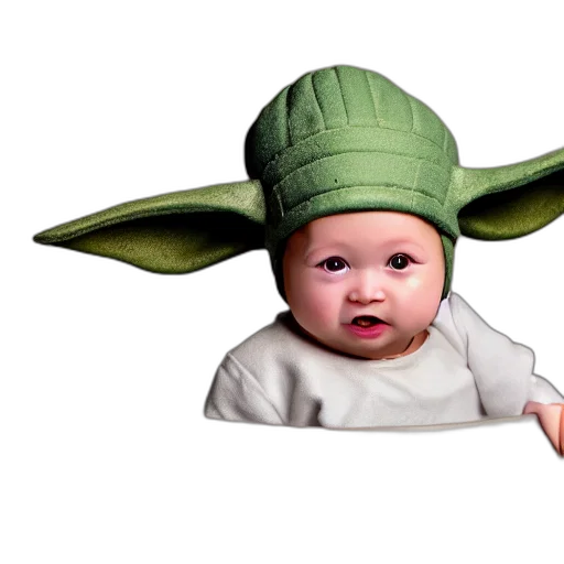 hat, creature, photorealistic, 3d render, baby, yoda, chef, cooking transparent PNG cut-out