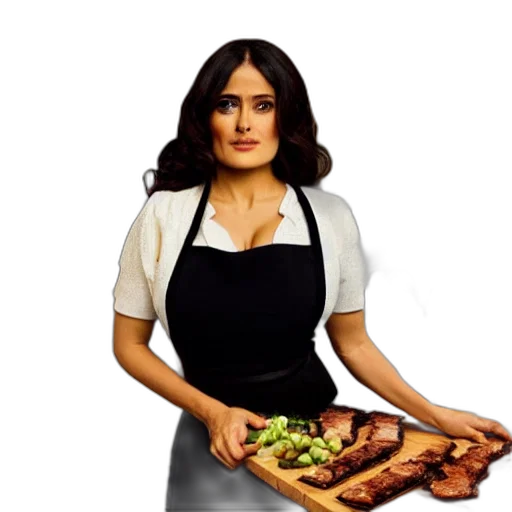 food, dress, staff, photorealistic, concept art, cartoon, salma, hayek transparent PNG cut-out