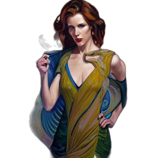 dress, jewelry, fantasy art, oil painting transparent PNG cut-out