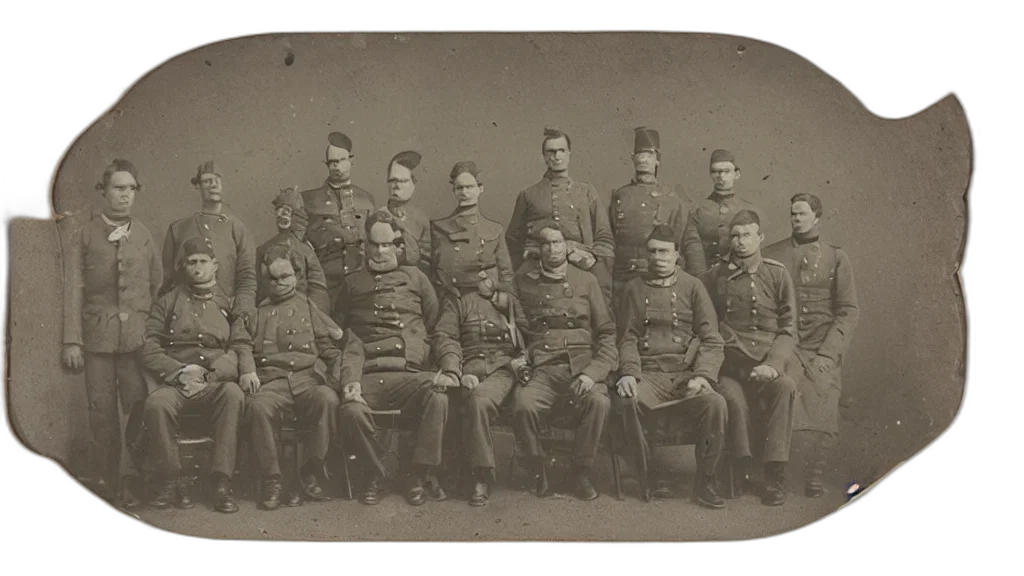 staff, crown, hat, ambrotype, photo, group, soldiers transparent PNG cut-out