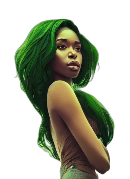 hair, fantasy art, concept art, comic book art transparent PNG cut-out