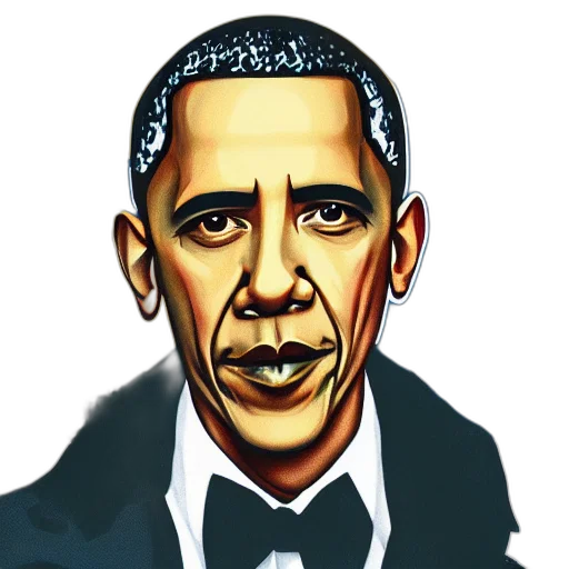 face, cartoon, photorealistic, comic book art, concept art, obama, fashionable, soundcloud transparent PNG cut-out
