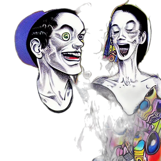 mask, face, creature, concept art, comic book art, watercolor, cartoon, techno transparent PNG cut-out