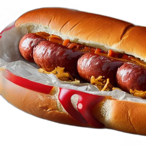food, animal, weapon, photorealistic, 3d render, product, shot, hotdog transparent PNG cut-out
