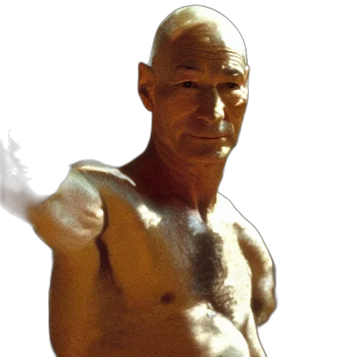 photorealistic, oil painting, concept art, fire, film, still, patrick, stewart transparent PNG cut-out